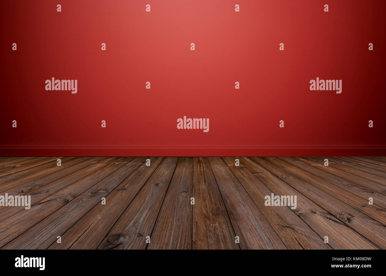Hartholzboden mit rote Wand, leeren Raum für Hintergrund Stockfoto