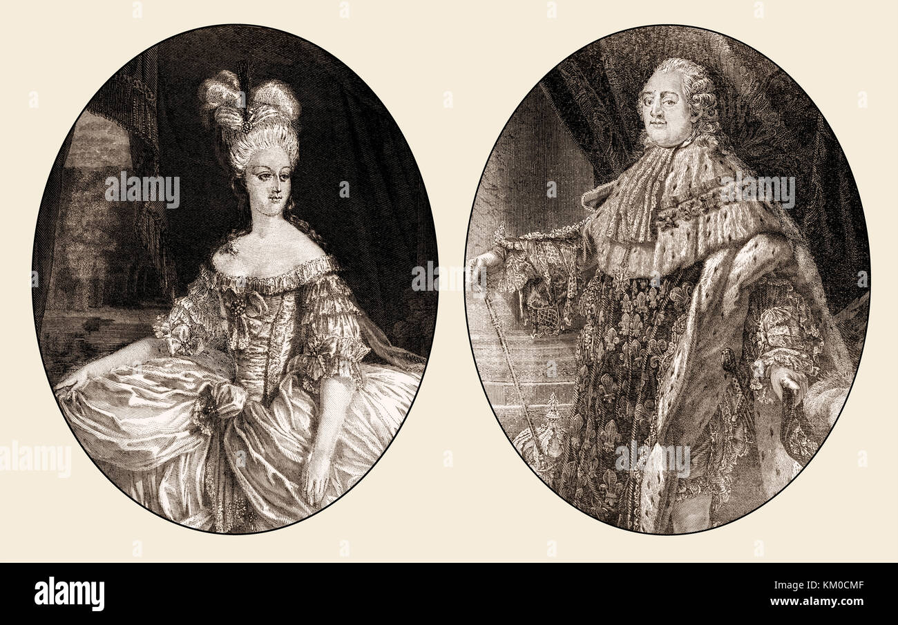 Ludwig XVI., König von Frankreich und Marie Königin von Frankreich Stockfotografie