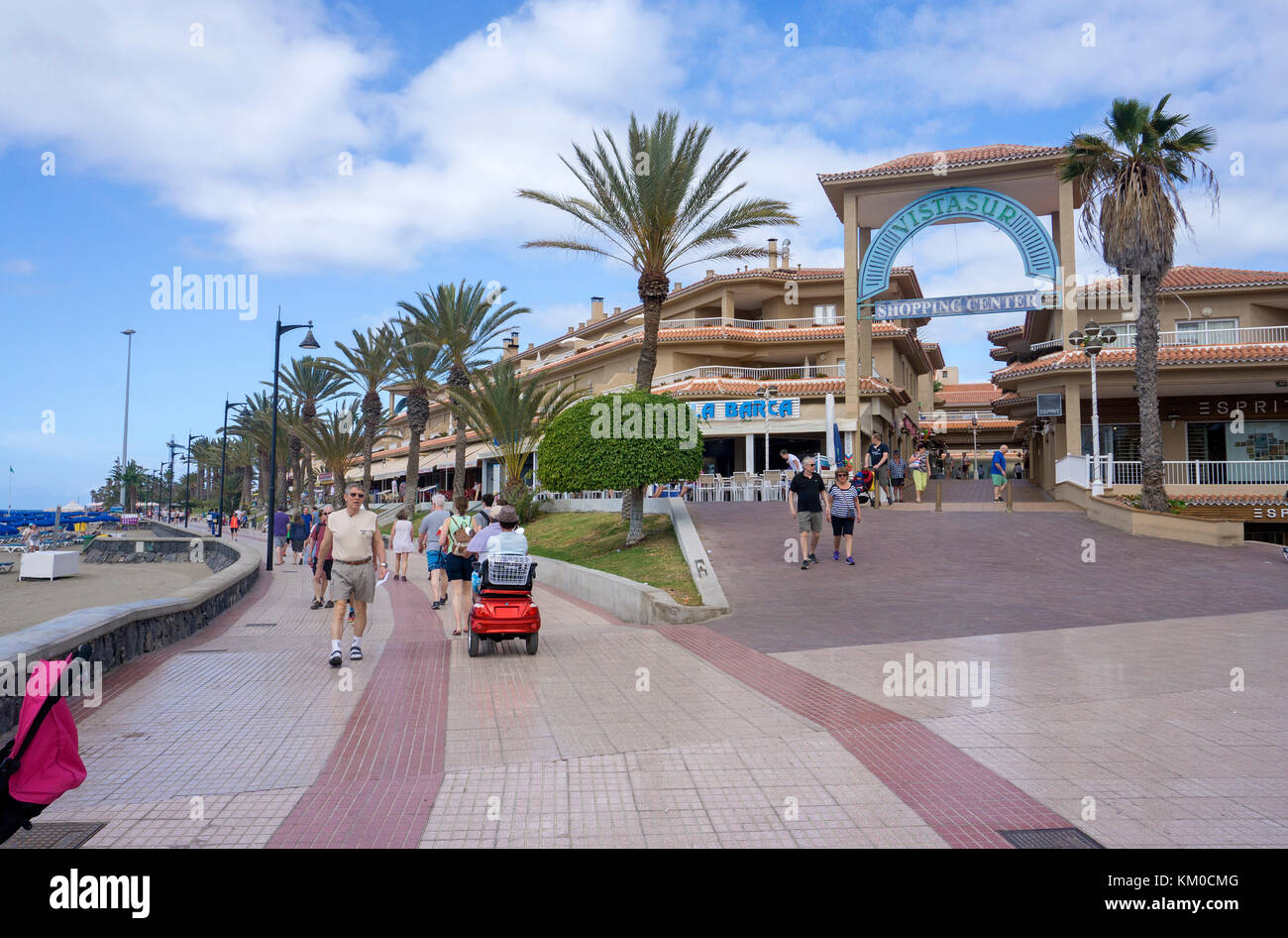 Einkaufszentrum Vista Sud an der Strandpromenade von Los Christianos, Südküste von Teneriffa, Kanarische Inseln, Spanien Stockfoto