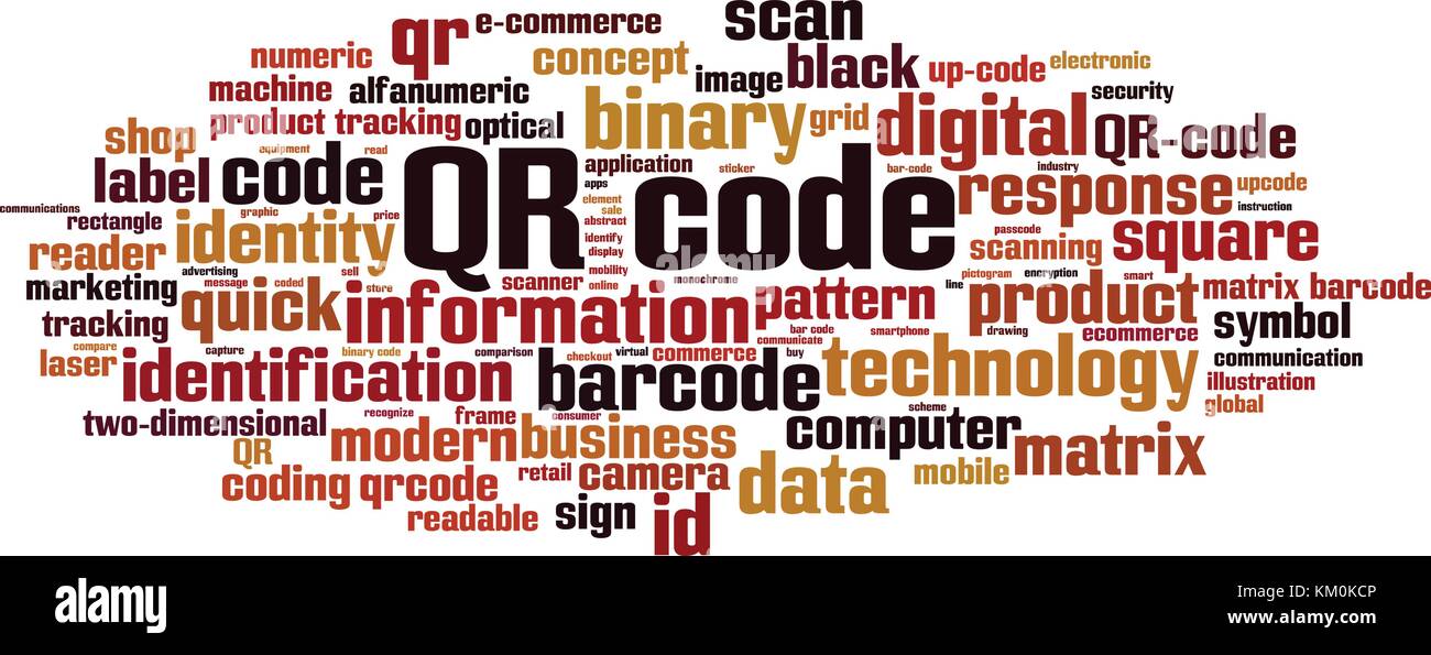 Qr-code Word cloud Konzept. Vector Illustration Stock Vektor