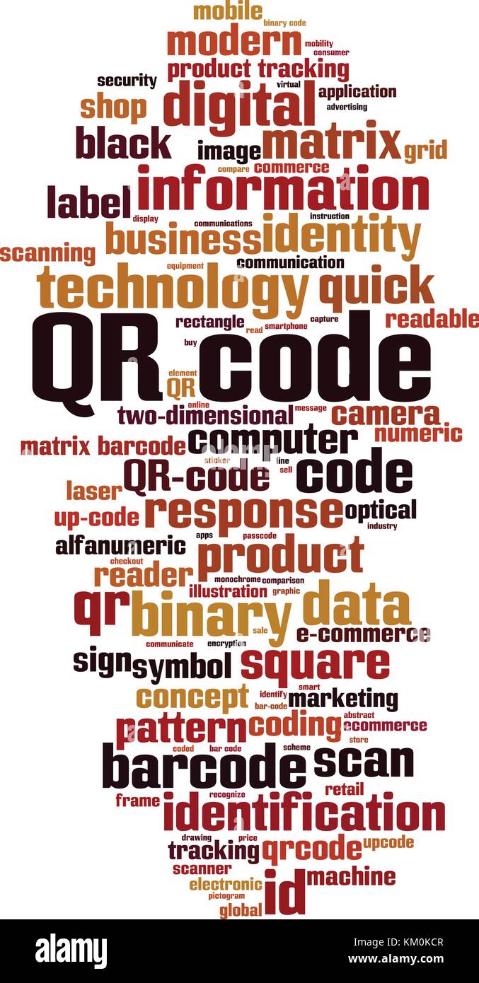 Qr-code Word cloud Konzept. Vector Illustration Stock Vektor