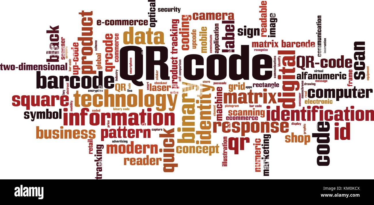 Qr-code Word cloud Konzept. Vector Illustration Stock Vektor