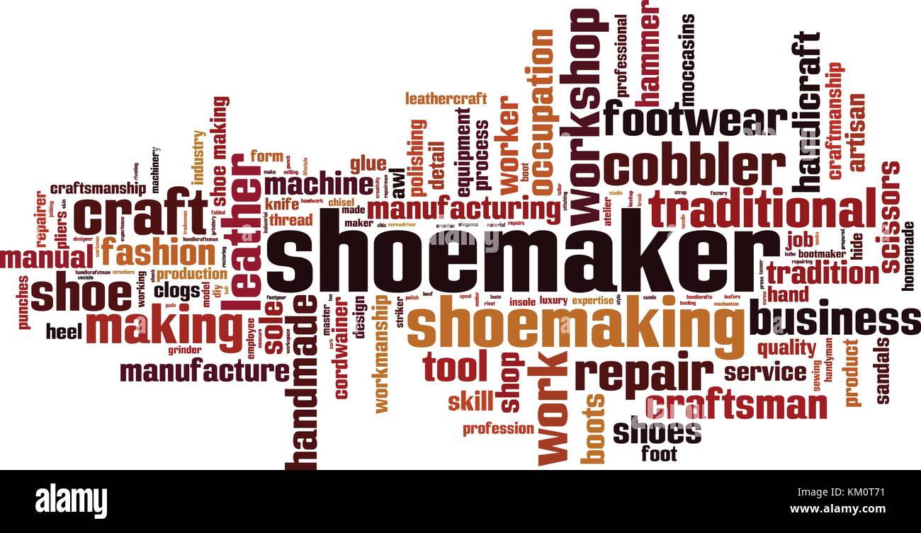 Schuhmacher word cloud Konzept. Vector Illustration Stock Vektor