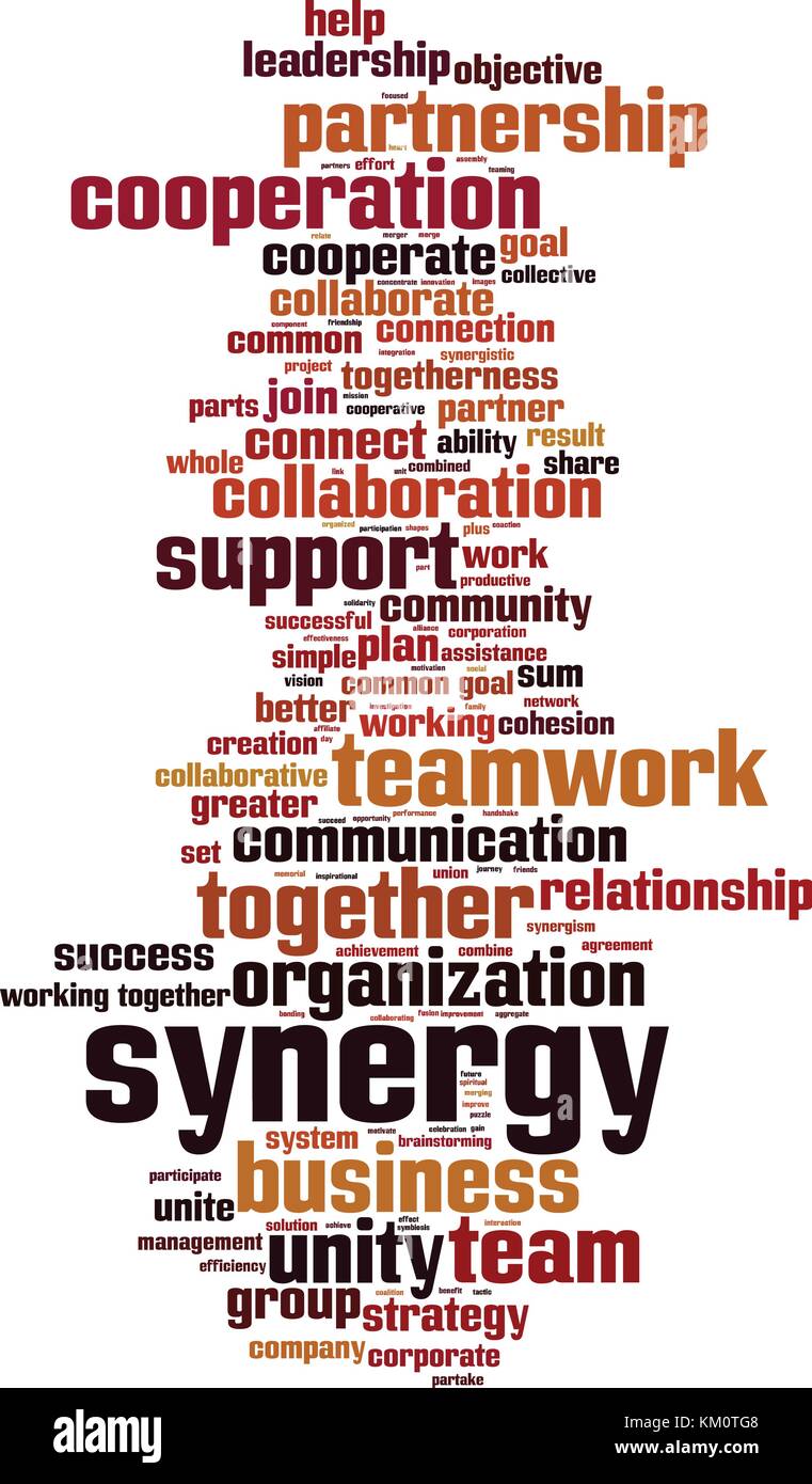 Synergie Wort cloud Konzept. Vector Illustration Stock Vektor