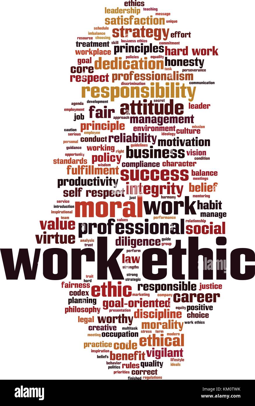 Arbeit Ethik word cloud Konzept. Vector Illustration Stock Vektor