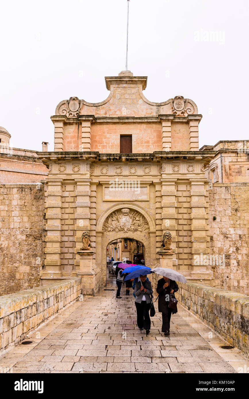 Mdina Tor, Malta, 1724 erbaut von Charles François de Mondion Stockfoto