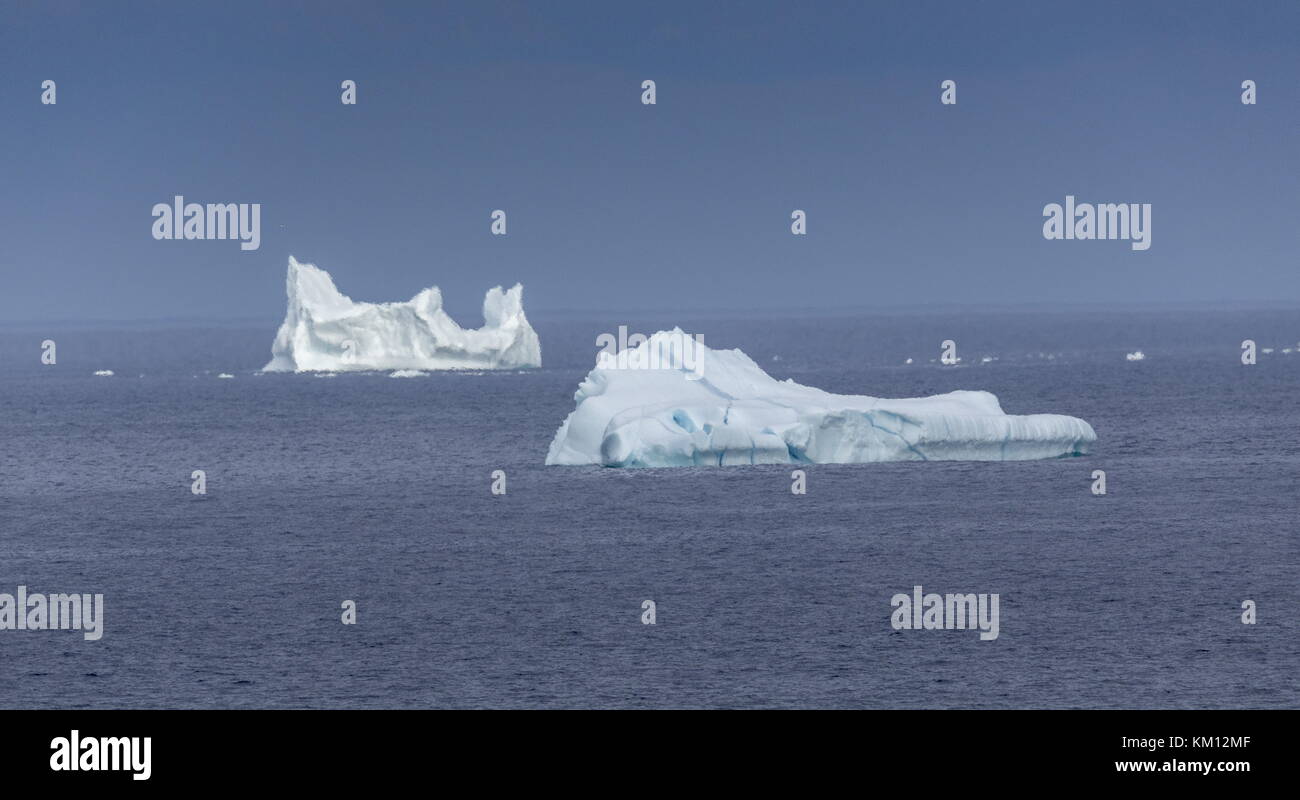 Große Eisberge in der Straße von Belle Isle, vor Neufundland. Stockfoto