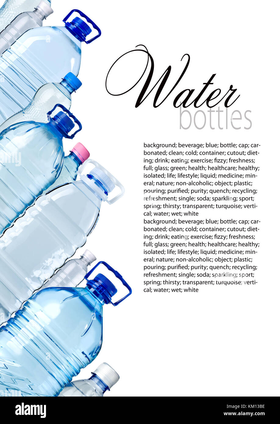 Flaschen Wasser isoliert auf den Weißen mit spase kopieren Stockfoto