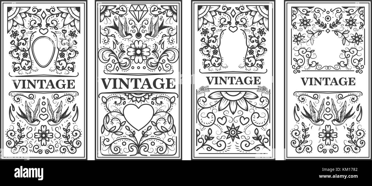 Satz von Vintage frames. Gestaltungselemente für Poster, Emblem, Zeichen, Karte. Vector Illustration Stock Vektor