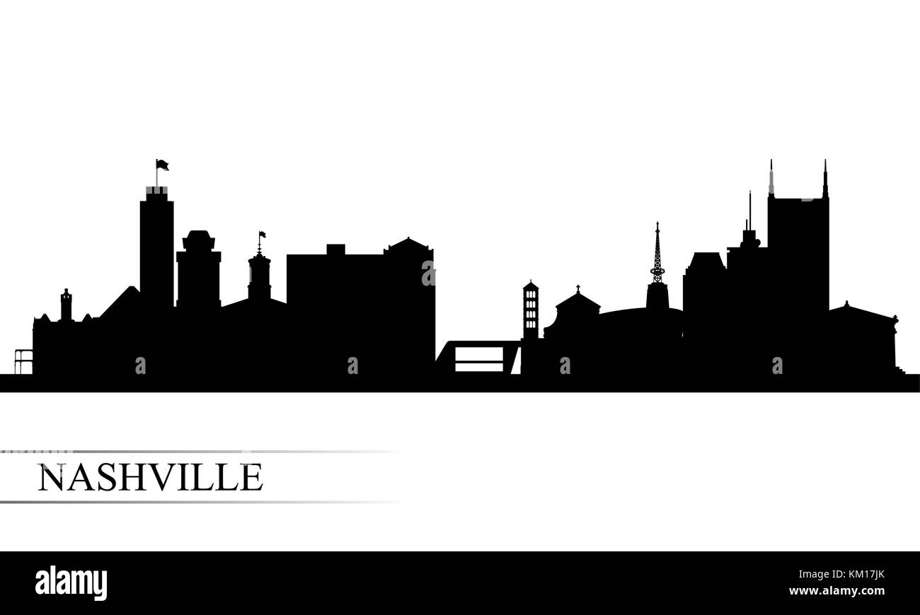 Nashville Skyline der Stadt Silhouette Hintergrund, Vector Illustration Stock Vektor