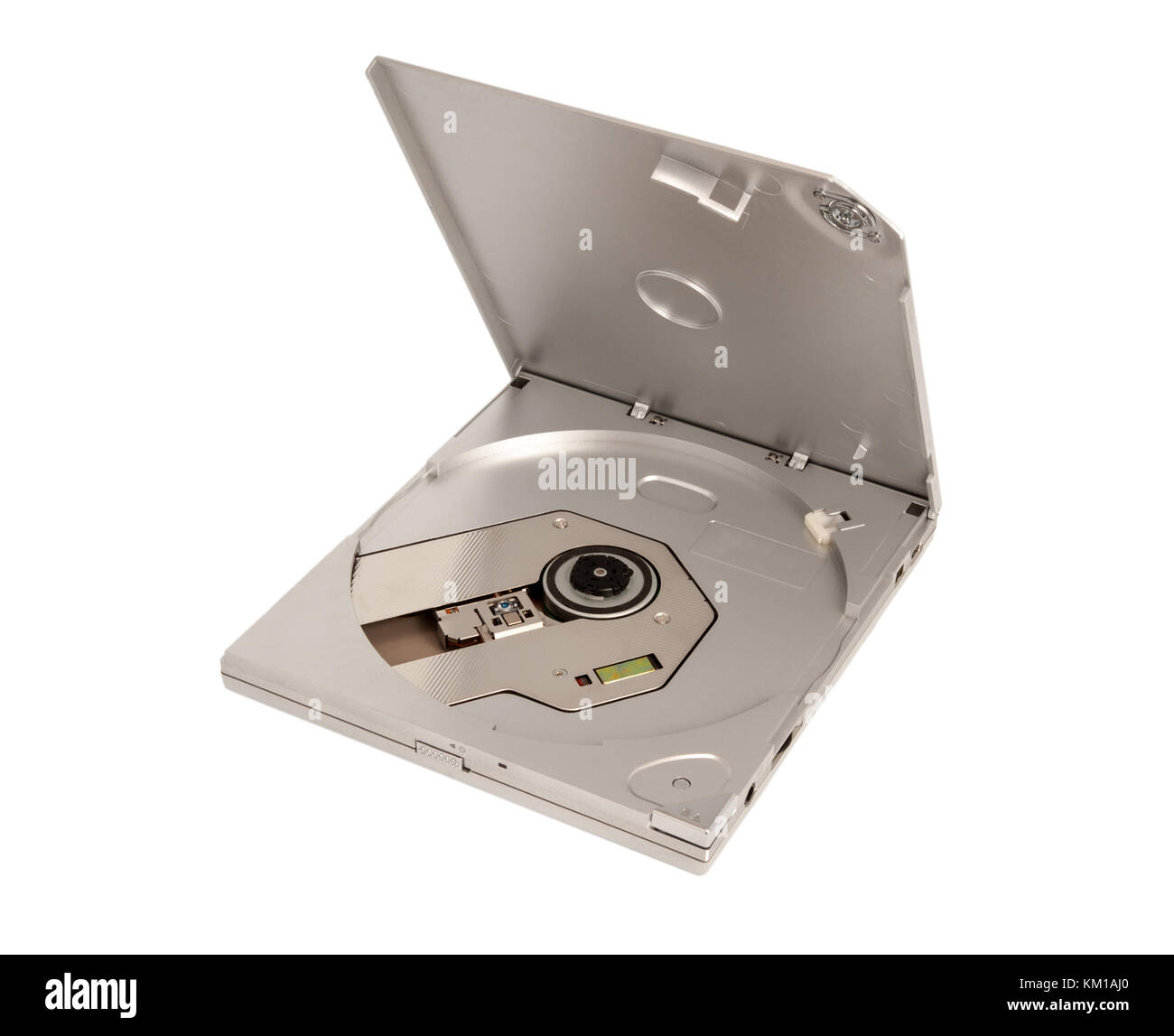 Tragbare externe Slim cd dvd-laufwerk auf weißem Hintergrund Stockfoto