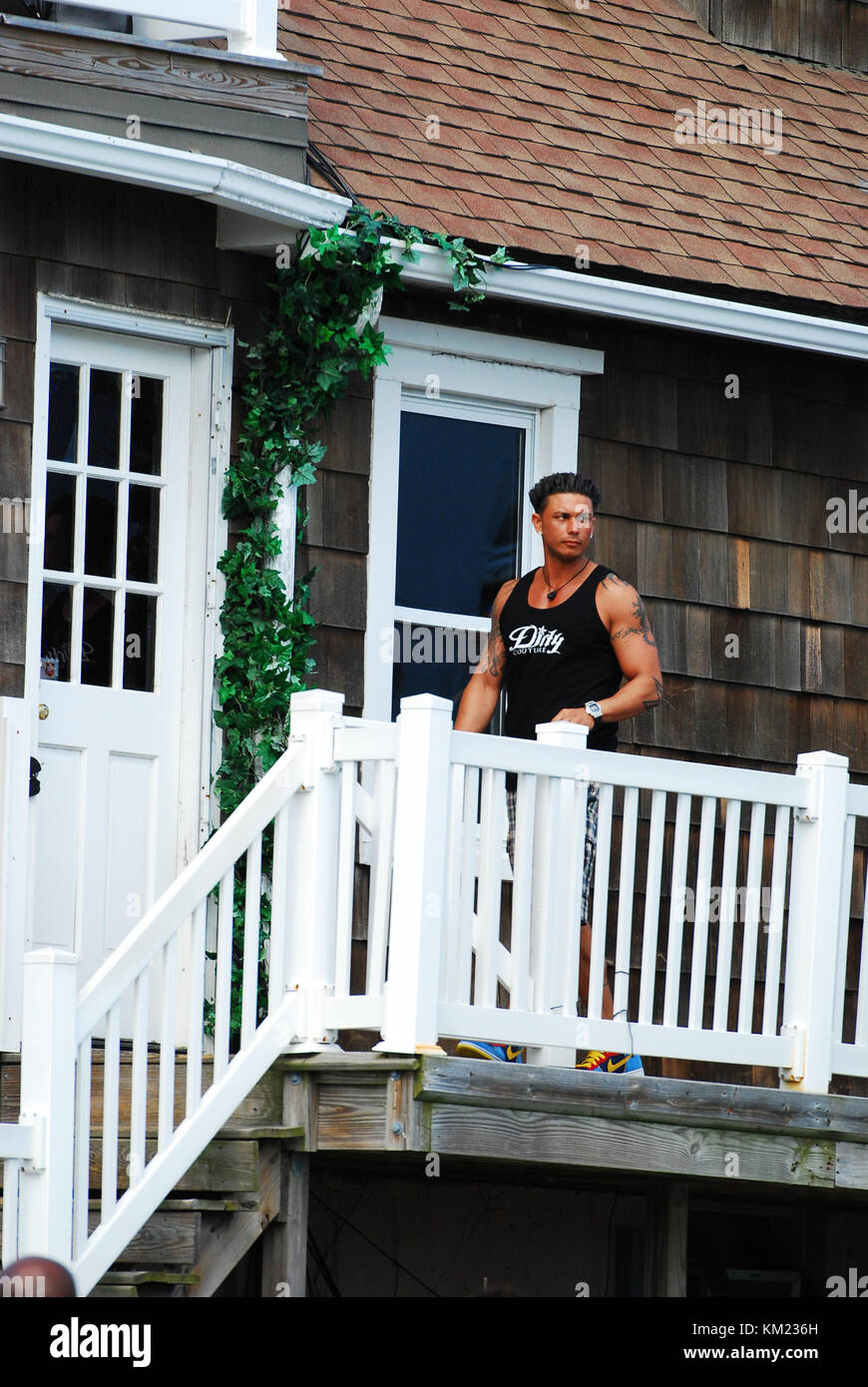 SEASIDE HEIGHTS, NJ - 15. JULI: Paul Delvecchio filmt am 15. Juli 2011 in Seaside Heights, New Jersey. Leute: Paul Delvecchio Stockfoto