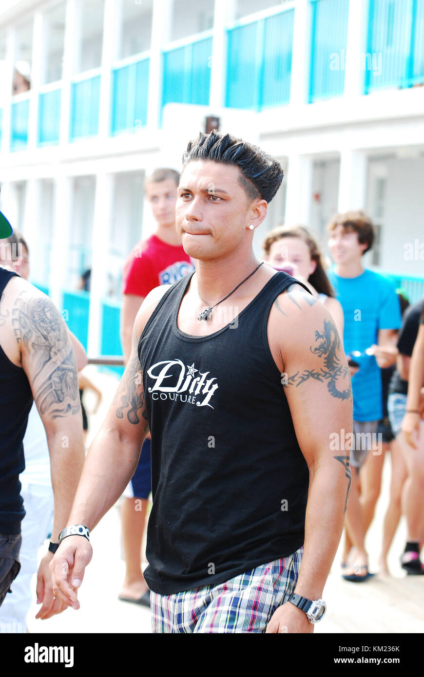 In Seaside Heights, NJ - 15. Juli: Paul delvecchio Schmierfilmbildung auf Position für "Jersey Shore' am 15. Juli 2011 in Seaside Heights, New Jersey. Personen: Paul delvecchio Stockfoto