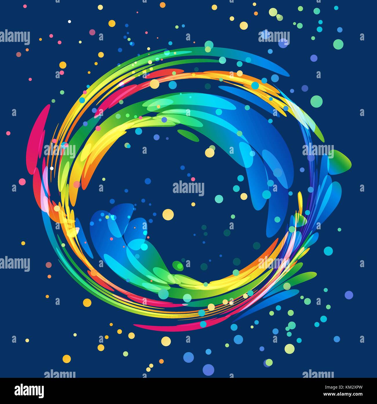 Bunte runde abstraktes Element auf dunklem Hintergrund Stock Vektor