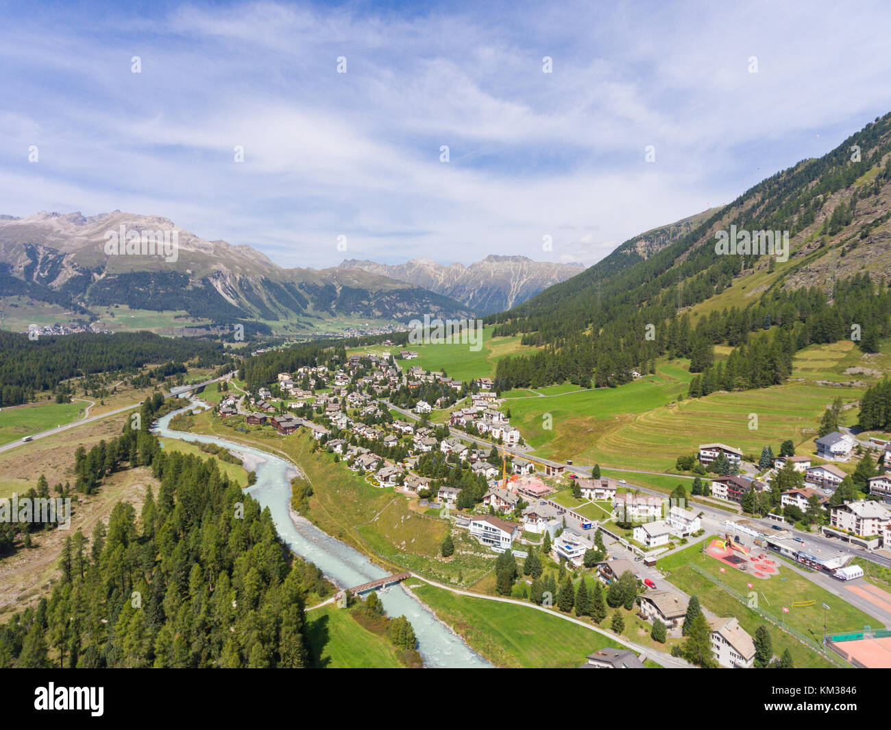 Engadin, alpine Dorf Pontresina Stockfoto