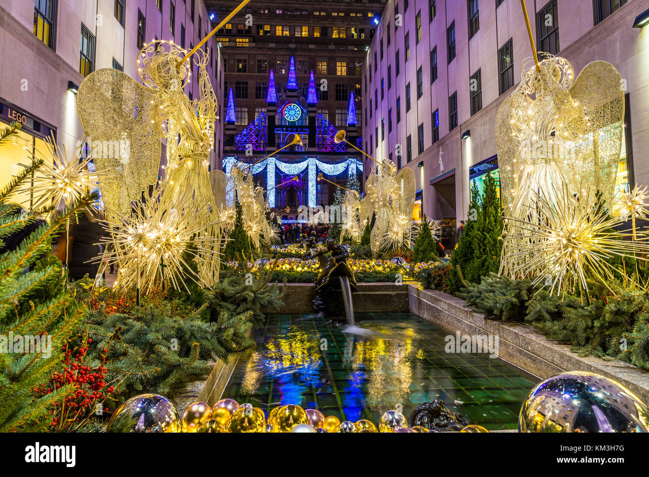New York, NY USA - 26. November 2017. Weihnachtszeit im New York City Rockefeller Center Stockfoto