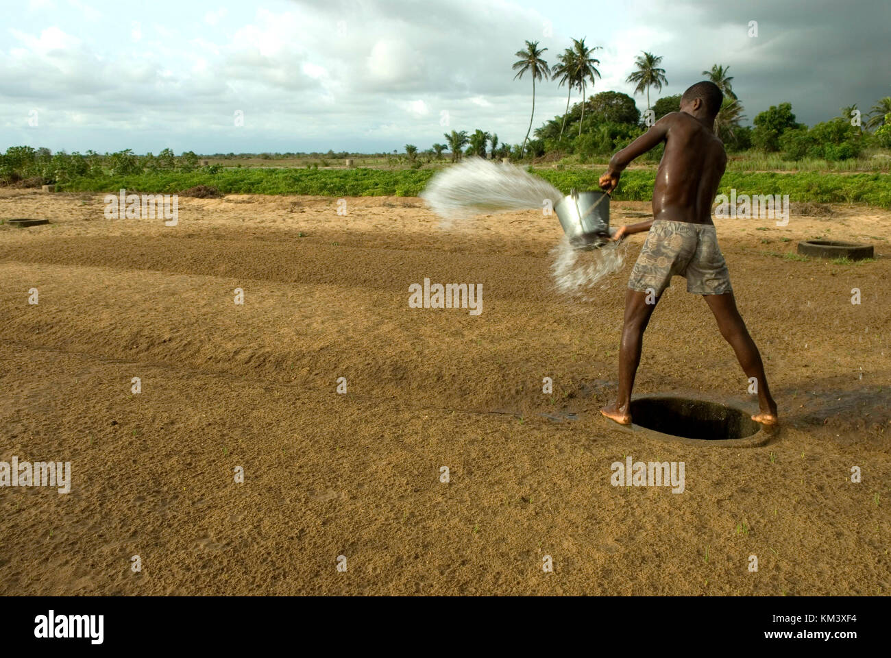 Bewässerung der Felder durch kleine artesischen Brunnen, Volta Region, Ghana, West Afrika, Afrika credit © marco Vacca/Sintesi/alamy Stock Foto *** lokale c Stockfoto