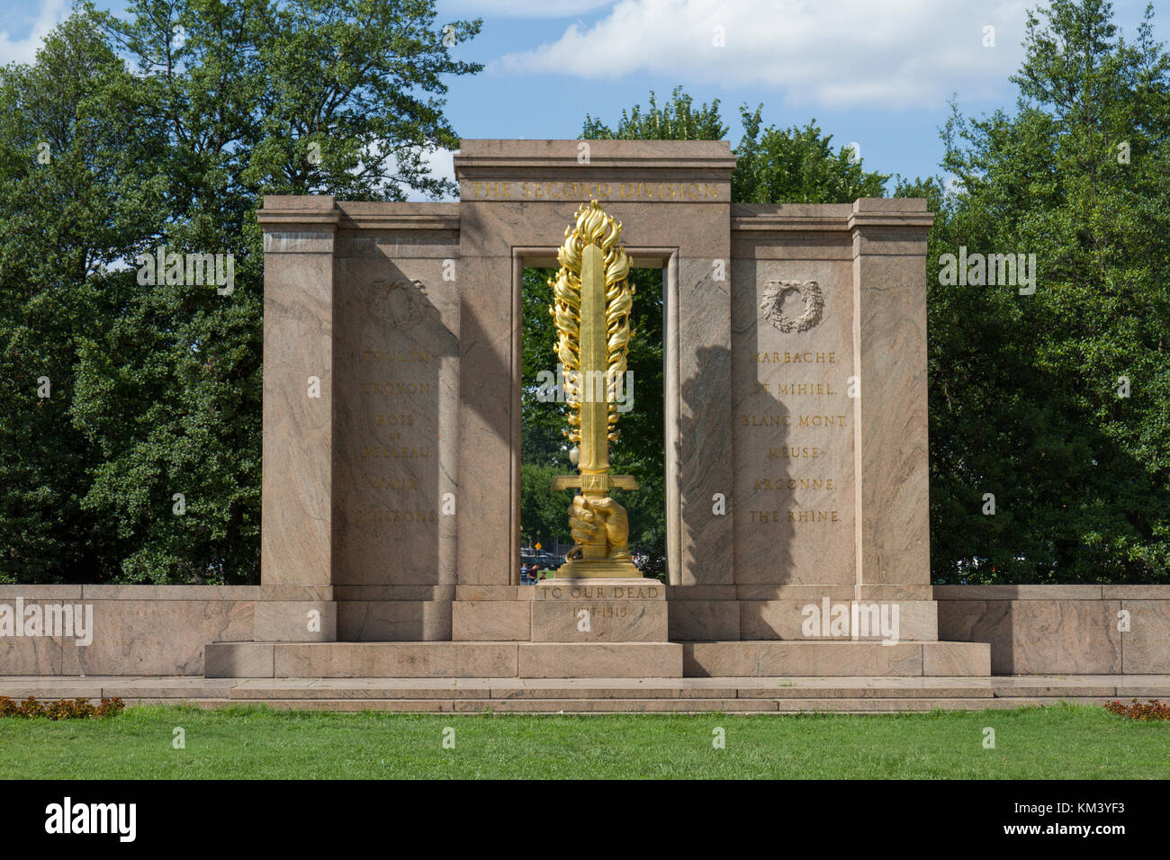 Die zweite Division Memorial, Präsident der Park befindet sich zwischen der 17th Street Northwest und die Constitution Avenue in Washington, DC, USA. Stockfoto