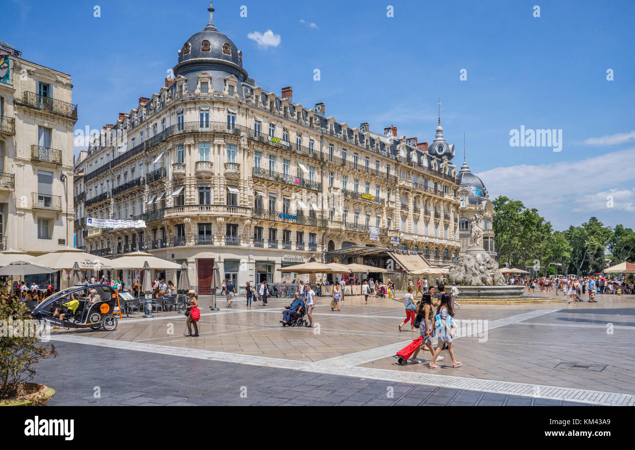 Frankreich, Hérault, Montpellier, Opéra Comédi und 19 Haussmann Stil Gebäude am Place de la Comédie Stockfoto