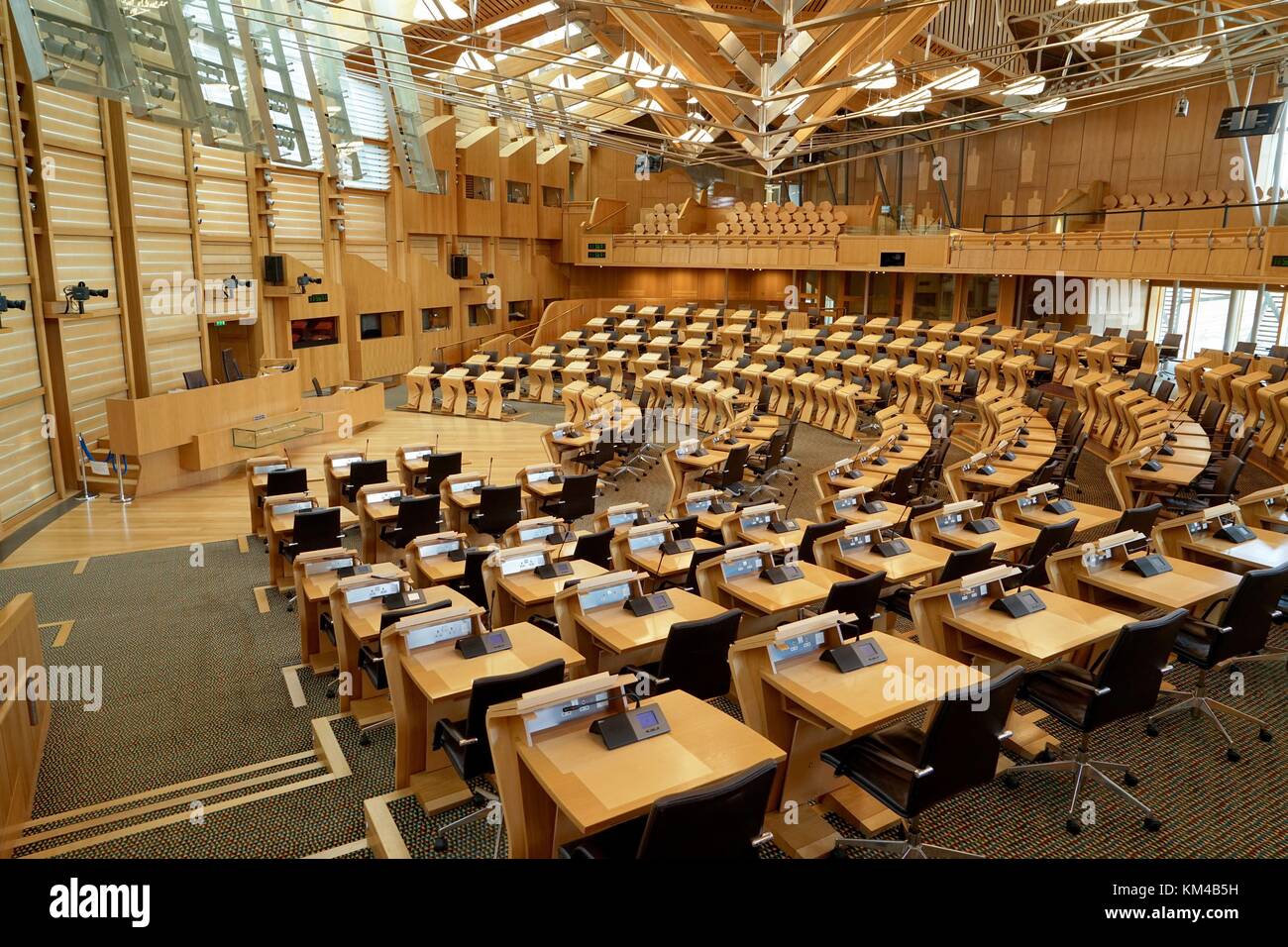 Großbritannien: Debating Chamber of Scottish Parliament in Edinburgh. Foto von 12. September 2017. Weltweit verwendet Stockfoto