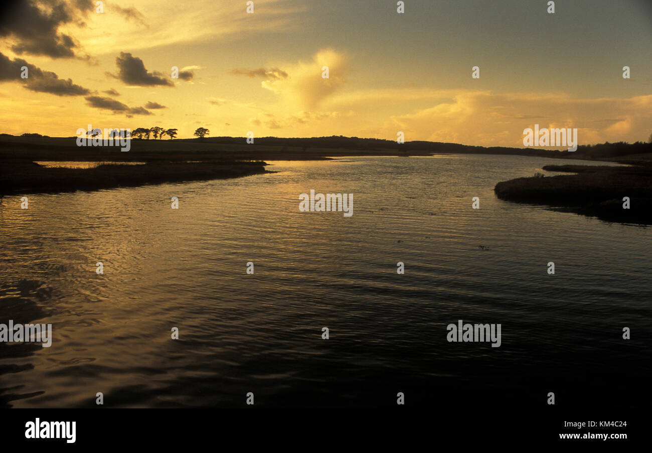 Sonnenuntergang, Newtown Nature Reserve, Isle of Wight Stockfoto