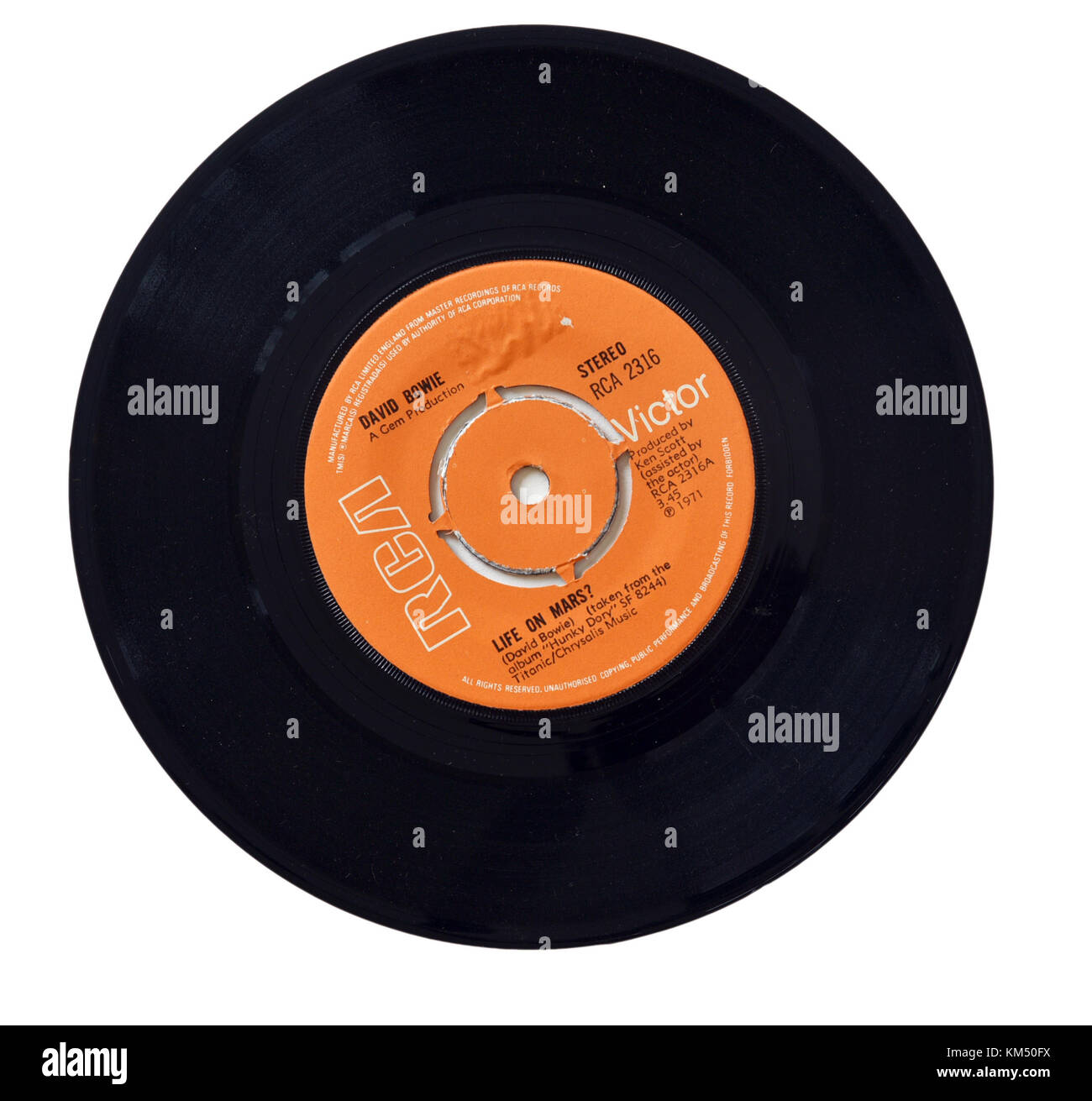 David Bowie Leben auf dem Mars sieben Zoll single Stockfoto