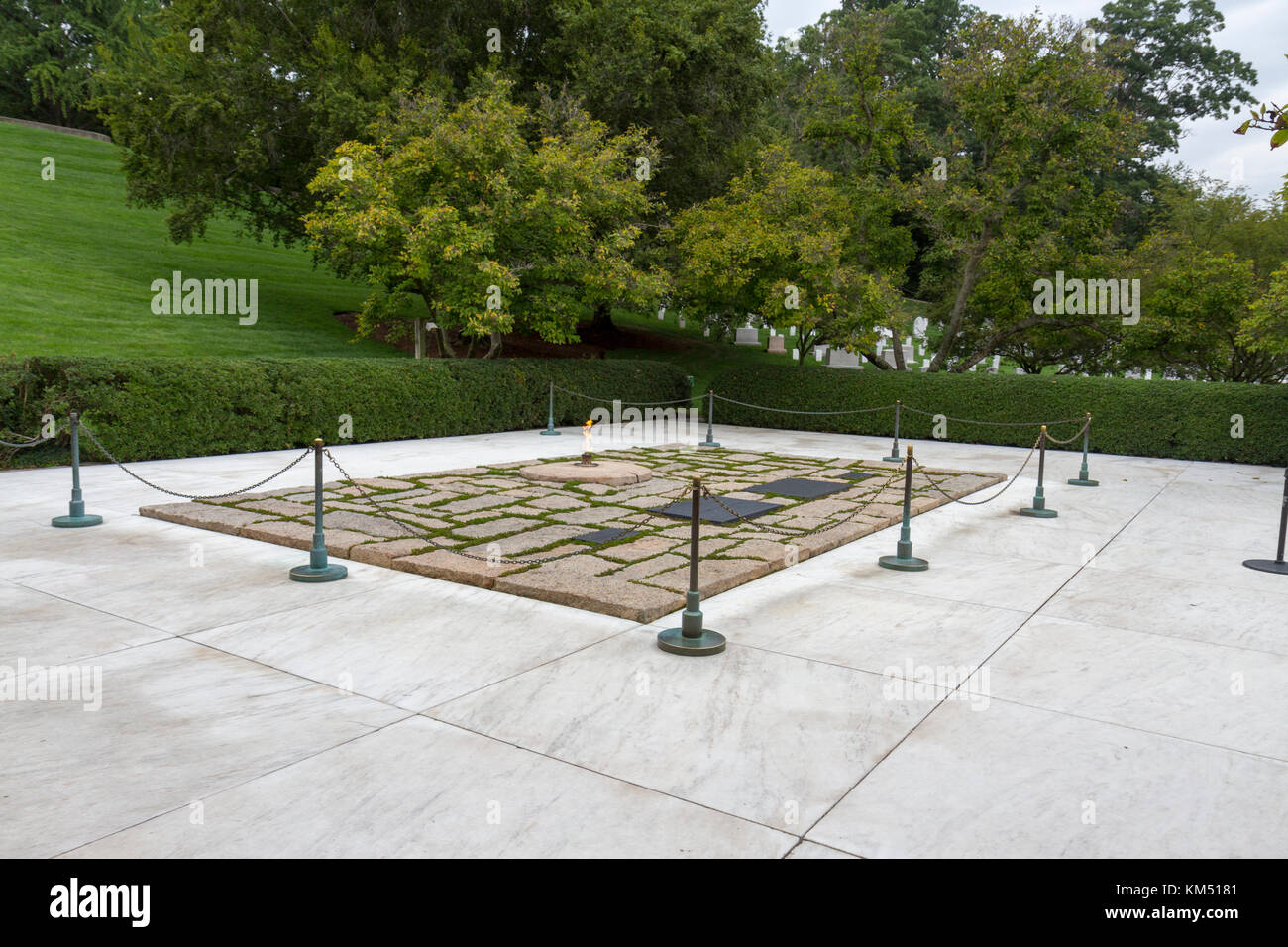 Der Präsident John F. Kennedy Gravesite, den nationalen Friedhof von Arlington, Virginia, United States. Stockfoto