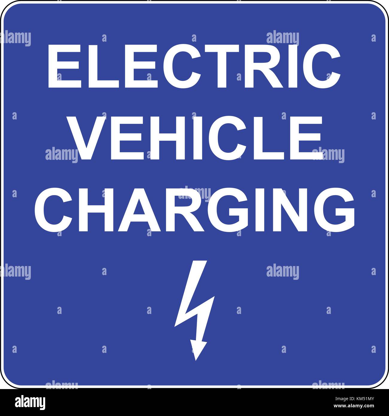 Das Laden von Elektrofahrzeugen punkt Schild mit Text und Strom Symbol, Vector Illustration. Stock Vektor