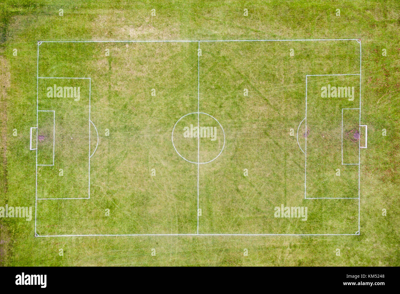Overhead Luftaufnahme der Fußballplatz Layout Stockfoto