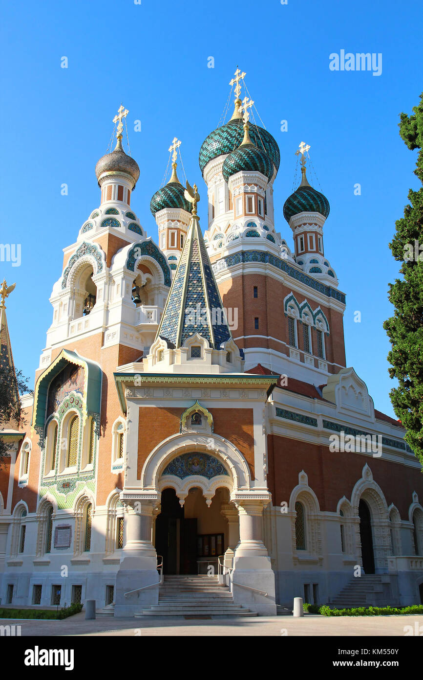 St. Nikolaus russisch-orthodoxe Kathedrale, Nizza, Frankreich Stockfoto