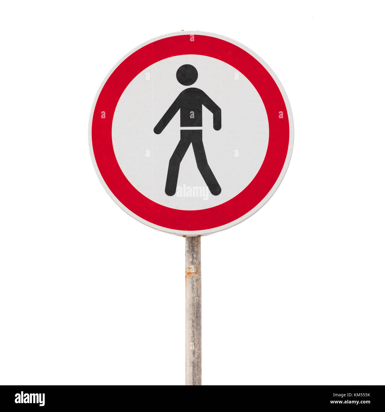 Eintritt verboten Schild auf weißem Hintergrund Stockfoto