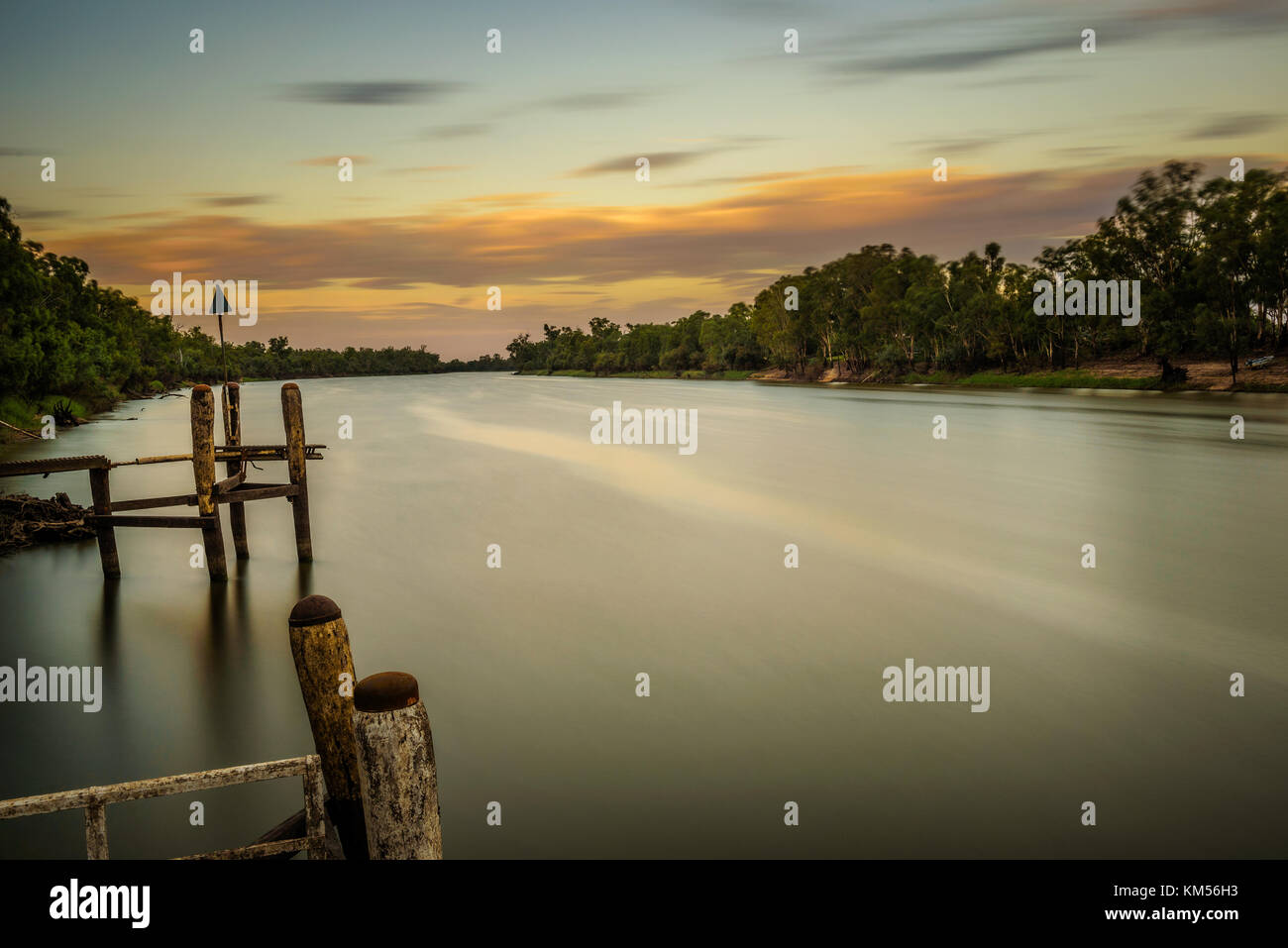 Sonnenuntergang über Murray River in Mildura, Australien Stockfoto