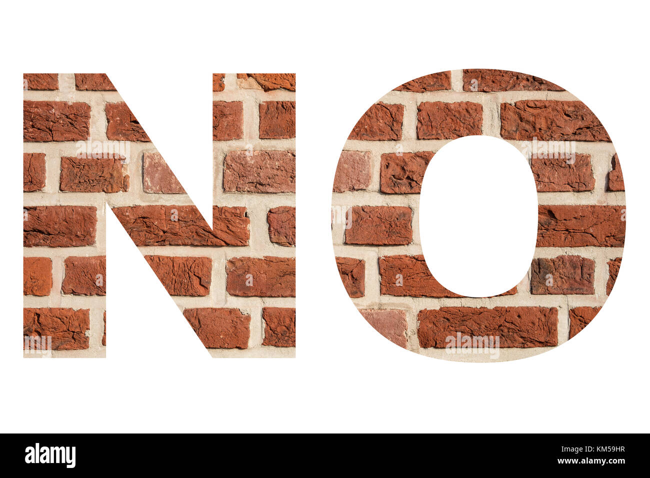 Wort "Nein" mit Textur von Red brick wall. Stockfoto