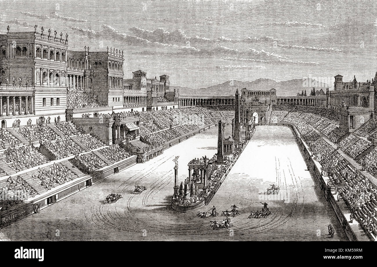 Ein wagenrennen im alten Rom. Von Station und Lock's illustrierte Geschichte der Welt, veröffentlicht C 1882. Stockfoto