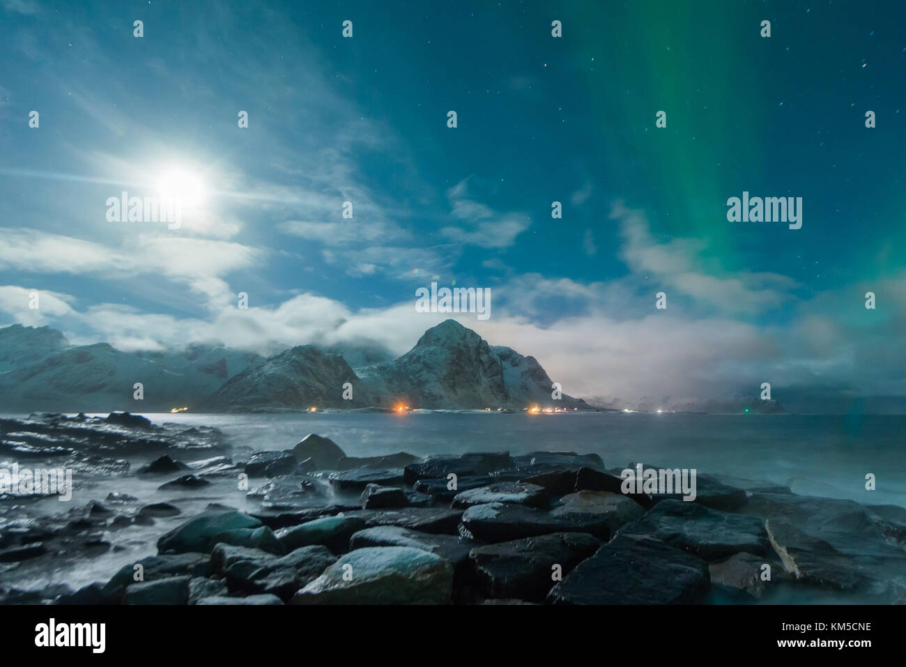 Die erstaunliche skagsanden Strand, flakstad, Ramberg, Lofoten, Norwegen Stockfoto