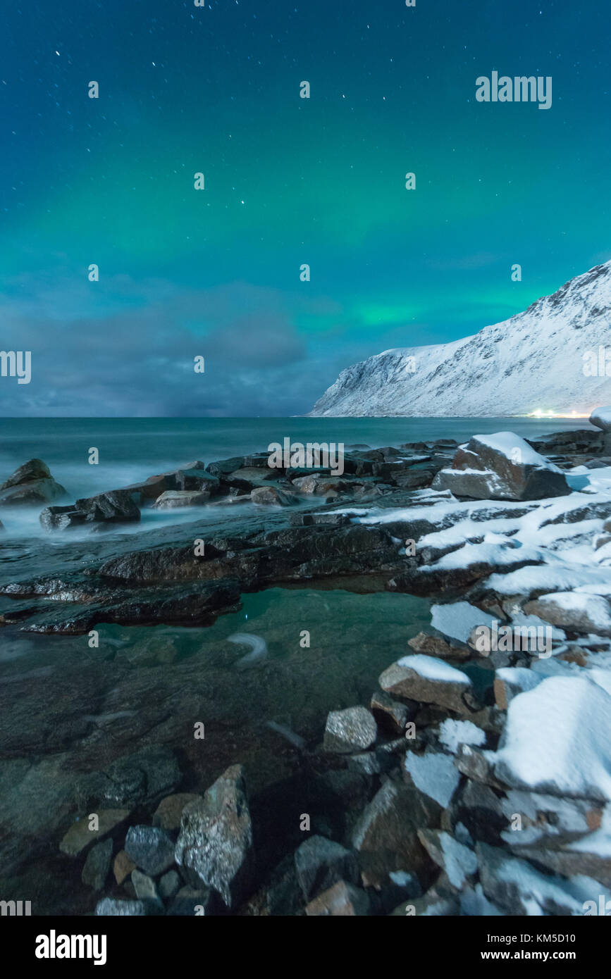 Die erstaunliche skagsanden Strand, flakstad, Ramberg, Lofoten, Norwegen Stockfoto