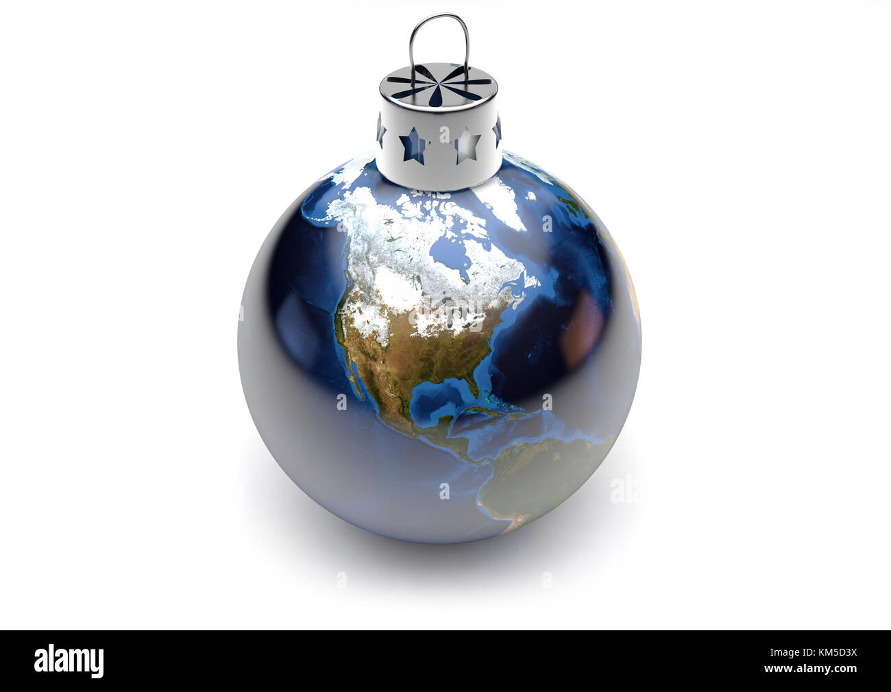 Planet Earth Globus Weihnachtskugel Dekoration, Amerika - Begriff Stockfoto