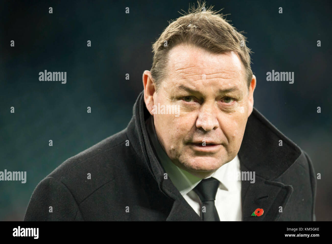 London, Großbritannien. November 2017. Neuseeländischer Trainer Steve Hansen (All Blacks) nach dem Killik Cup Rugby-Spiel zwischen Barbarians FC und Neuseeland am 4. November 2017 in London. Quelle: Jürgen Keßler/dpa/Alamy Live News Stockfoto