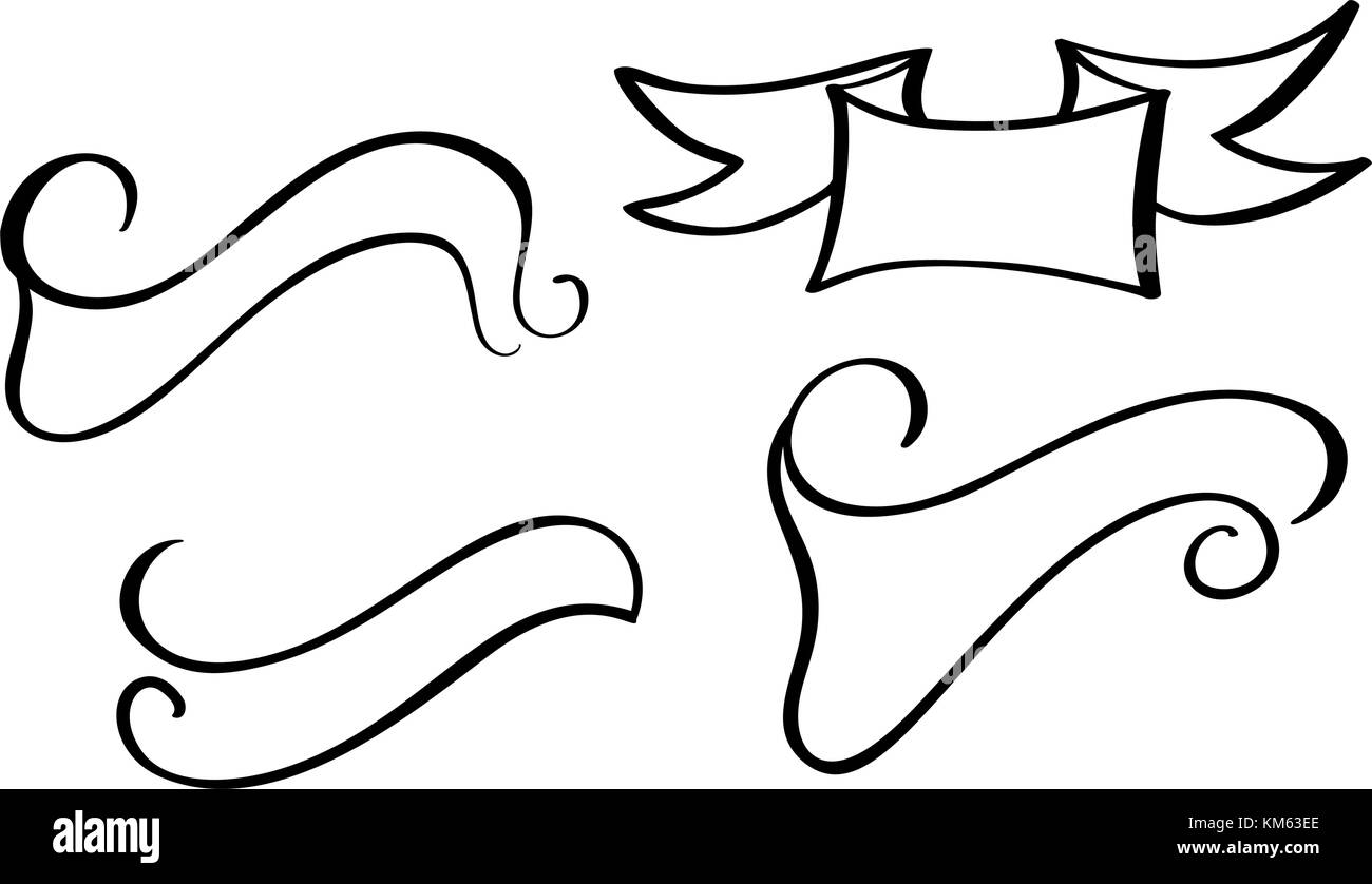 Set Vintage ribbon banner Vektor. hand Zeichnung Stil Stock Vektor