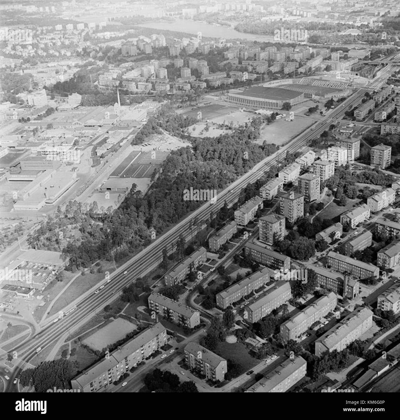 Das Isstadion, das mit dem Kulturerbe KMB 16001000192644 ausgezeichnet ist, ist eine historische Sportarena in Schweden, die für ihre architektonische und kulturelle Bedeutung anerkannt ist. Stockfoto