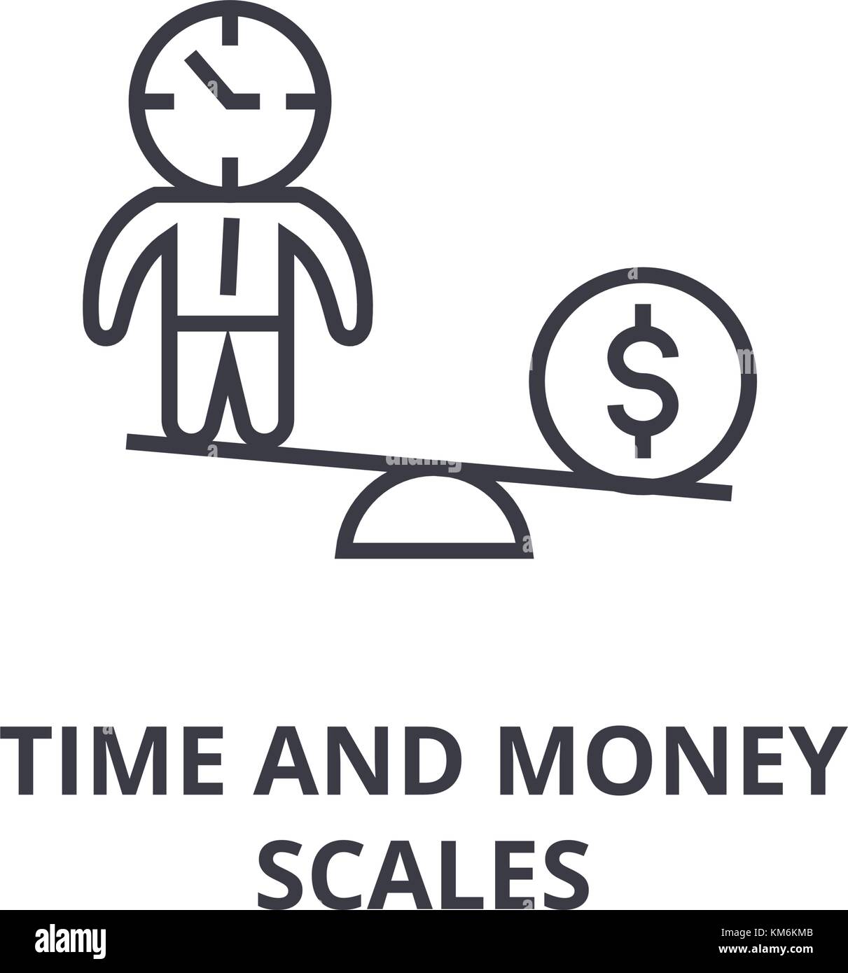 Zeit und Geld Waage Symbol Leitung, Outline, lineare Symbol, Vektor, Abbildung Stock Vektor