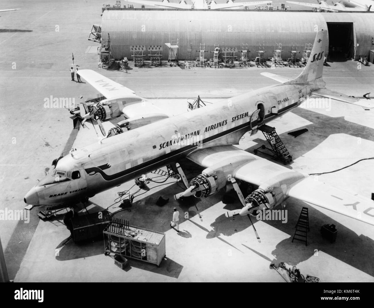 SAS DC 7C, vor der Lieferung Stockfoto