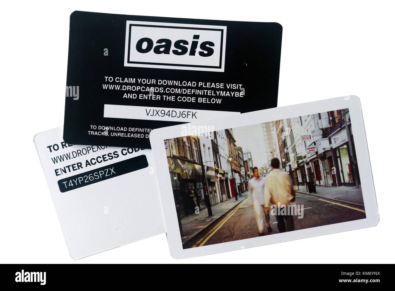 Oasis digital Album Download Karten enthalten, wenn Sie eine Vinylschallplatte kaufen Stockfoto