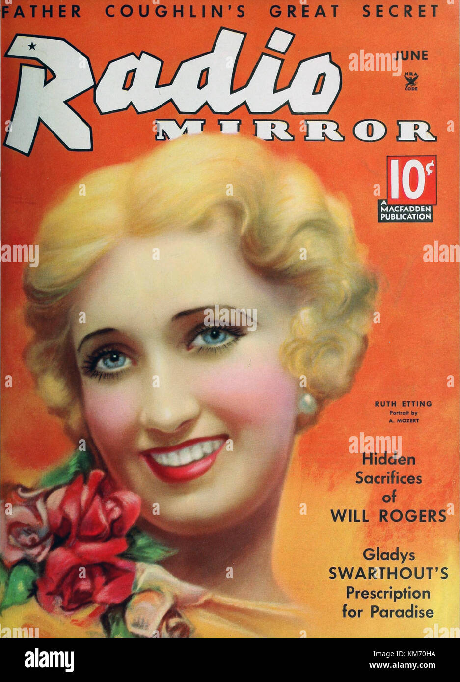 Ruth ETTING (1897-1978) US-Sängerin und Filmschauspielerin auf dem Cover einer amerikanischen Zeitschrift im Juni 1935. Ihr Leben war die Grundlage des Doris Day Films "Love Me or Leave Me" im Jahr 1955 Stockfoto