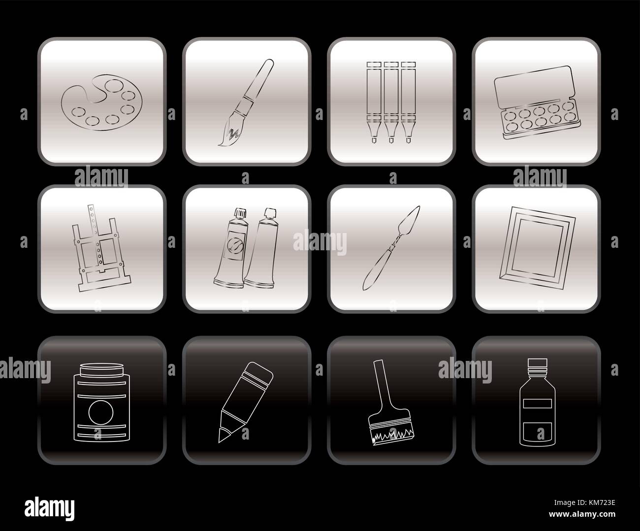 Maler, Zeichnung und Malerei Symbole - Vektor Icon Set Stock ...