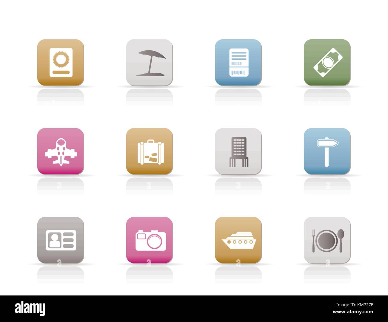 Reise, Reise und Urlaub Symbole - Vektor Icon Set Stock Vektor