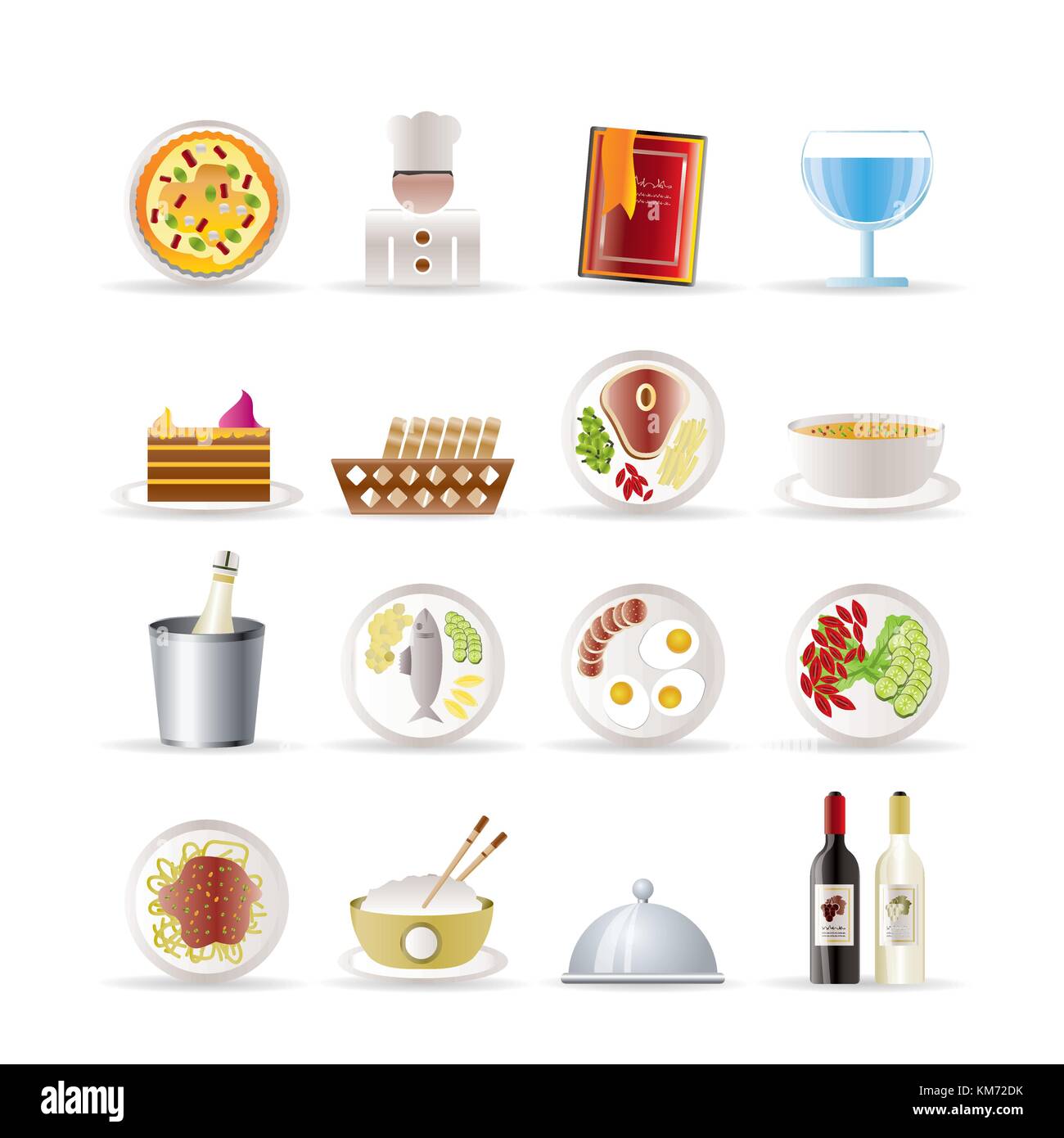 Restaurant, Essen und Trinken Symbole - Vektor Icon Set Stock Vektor