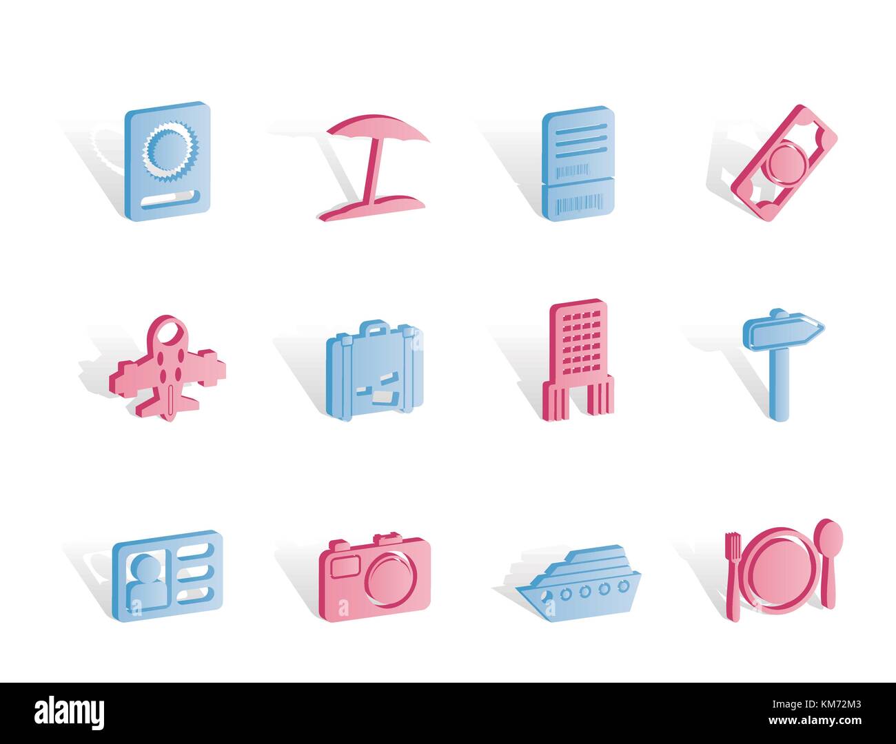 Reise, Reise und Urlaub Symbole - Vektor Icon Set Stock Vektor