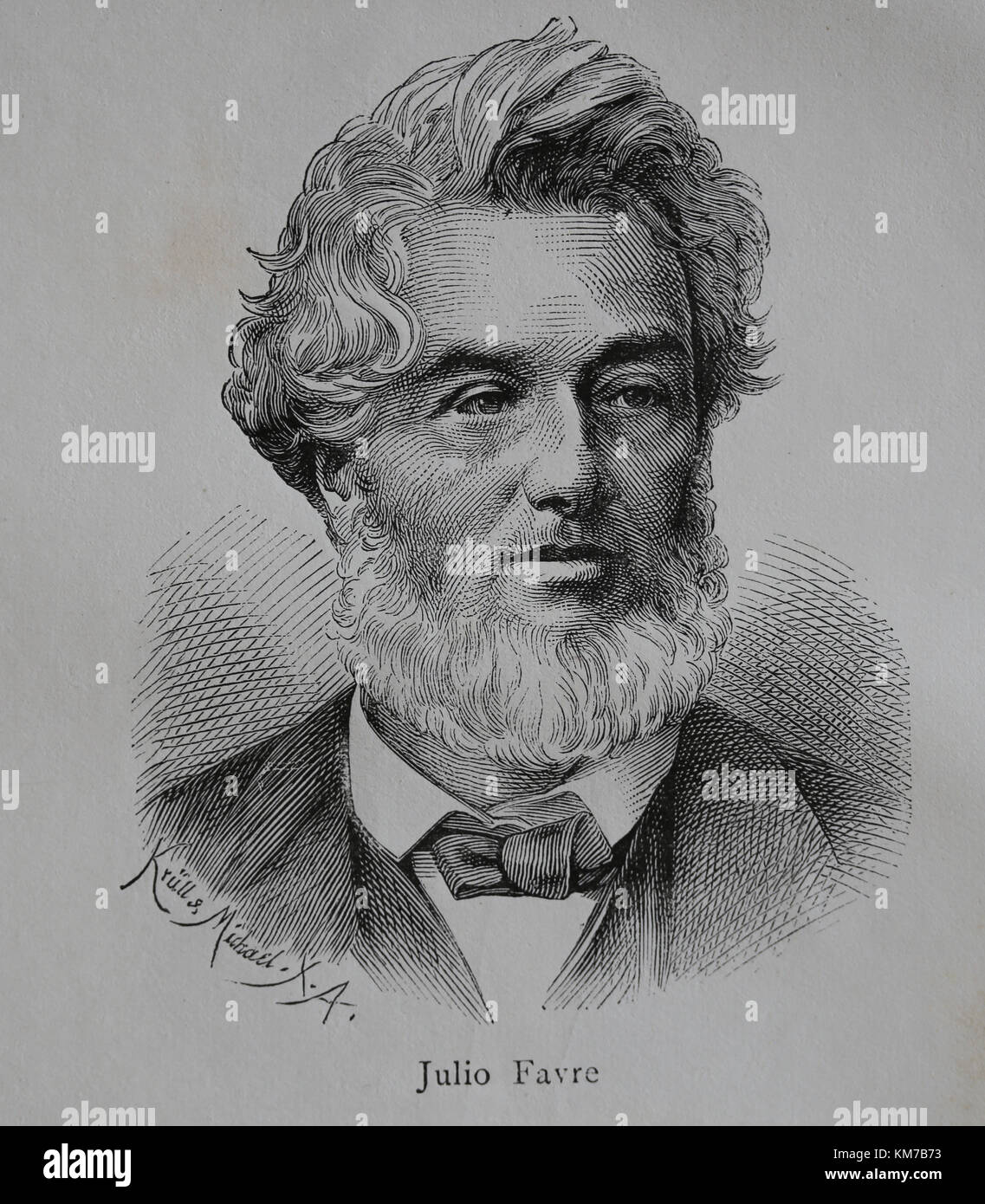 Jules Favre (1809-1880) französischer Staatsmann. Führer der gemäßigten Republikaner. Portrait.gravur, 1883. Stockfoto