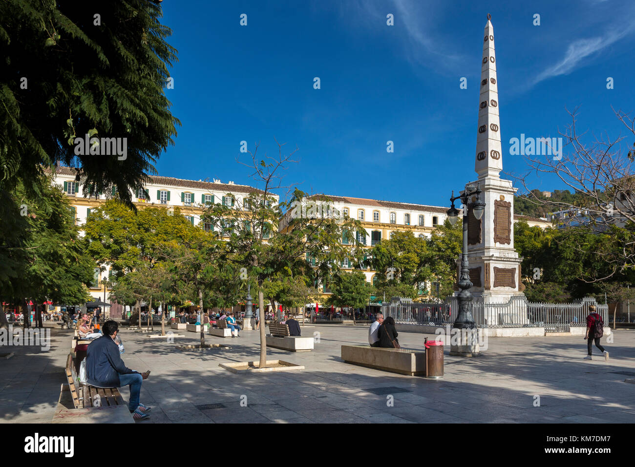 Torrijos Denkmal auf der Plaza Merced, Malaga, Spanien Stockfoto